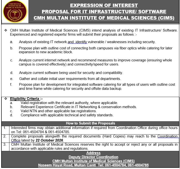 tender - CIMS | CMH MULTAN INSTITUTE OF MEDICAL SCIENCES